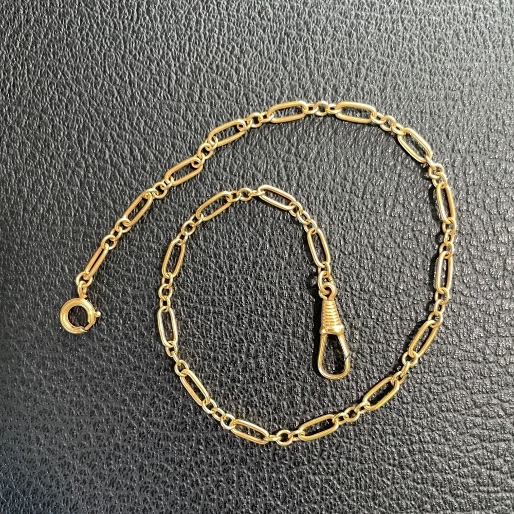 12k Gold Filled Oval Link Pocket Watch Chain Link Style Length 13" VINTAGE